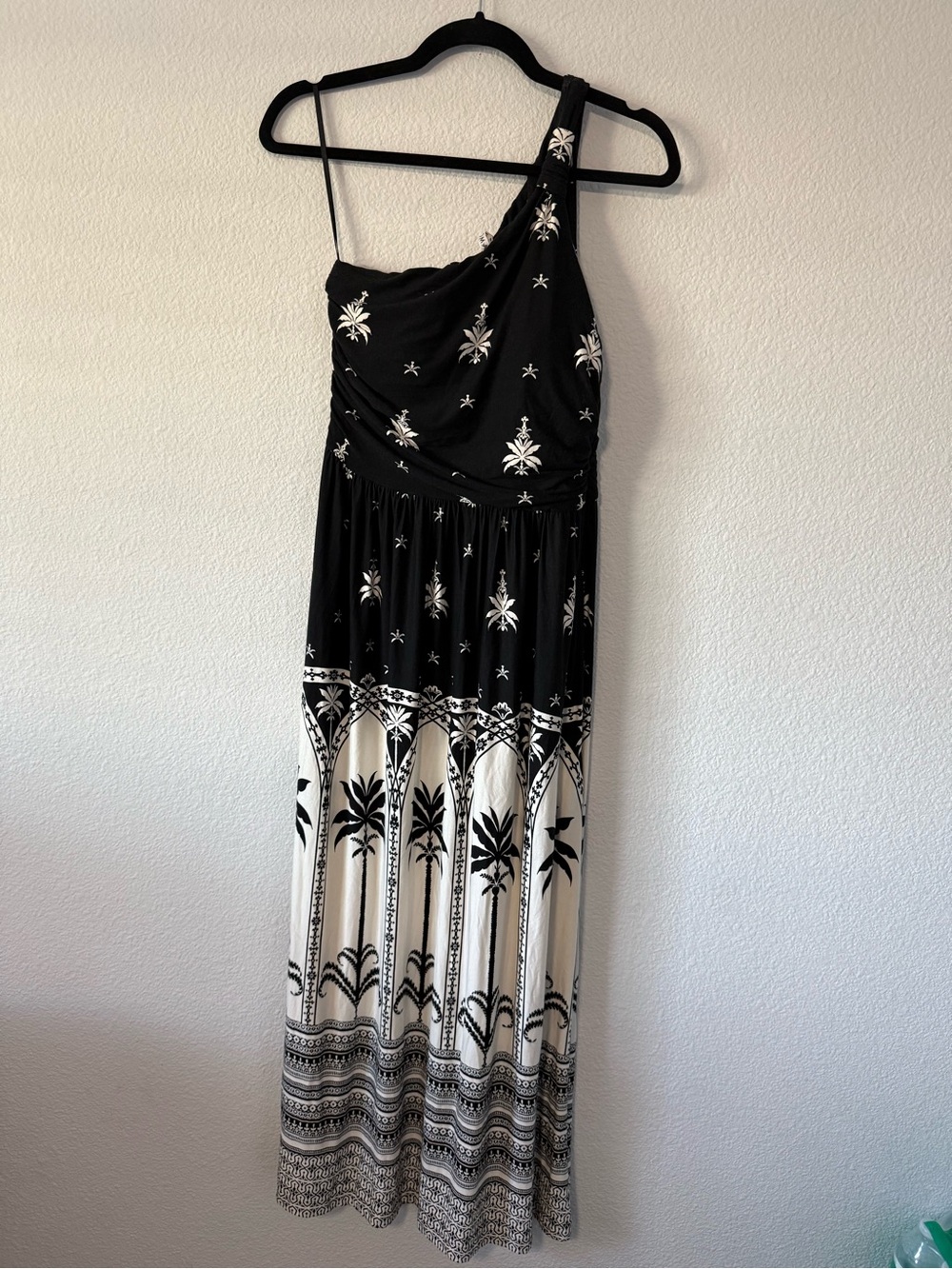 Soma Black and White One-Shoulder Maxi Dress